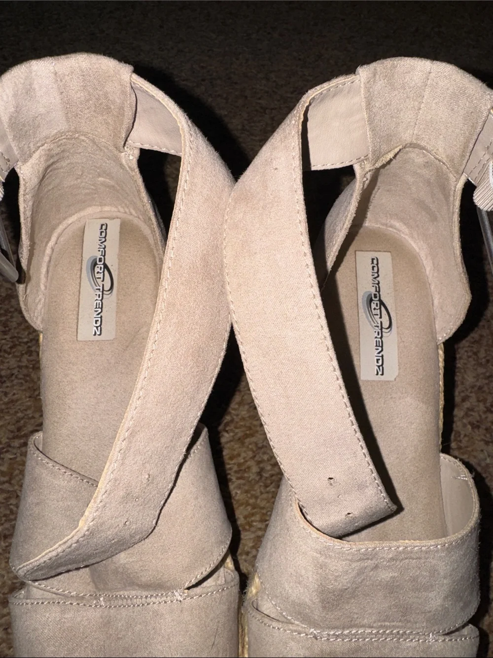 Suede Ankle Strap Wedge Sandals - Neutral Taupe